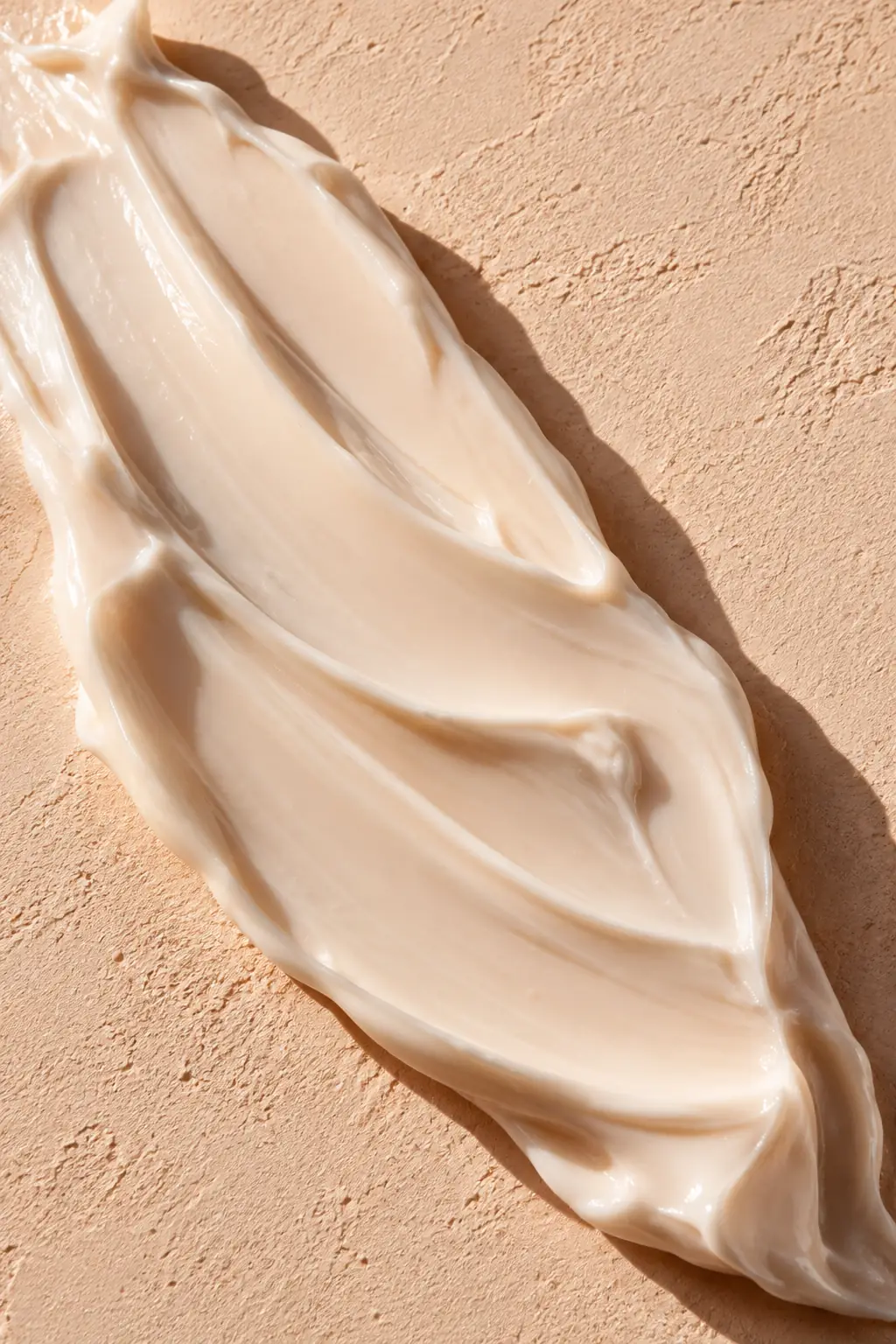 Sweep of ivory cream across warm peach plaster