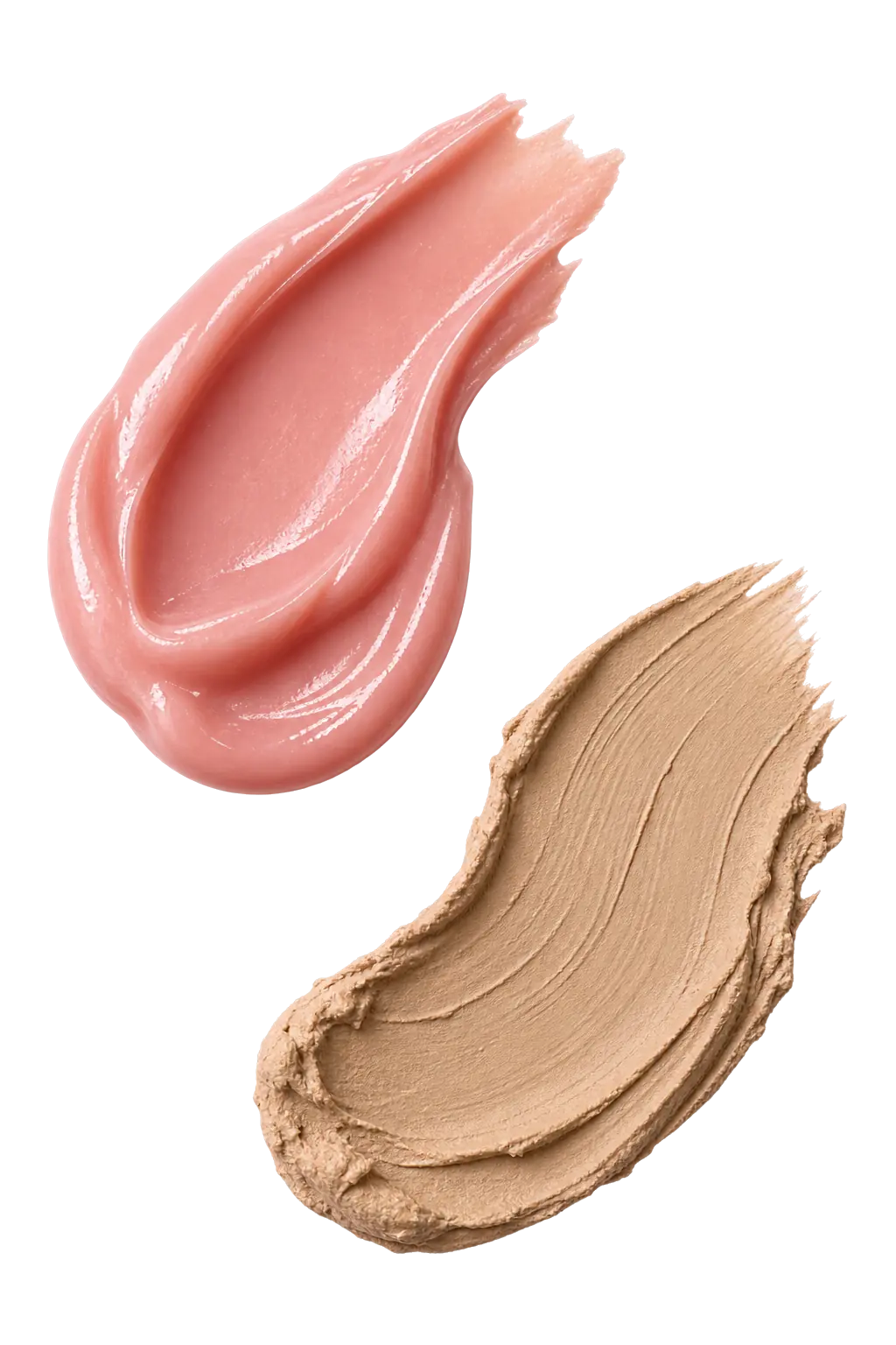 Blush balm and sand clay swatches